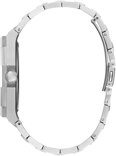 Side profile view of Guess GW0575G4 watch showing stainless steel bracelet and case