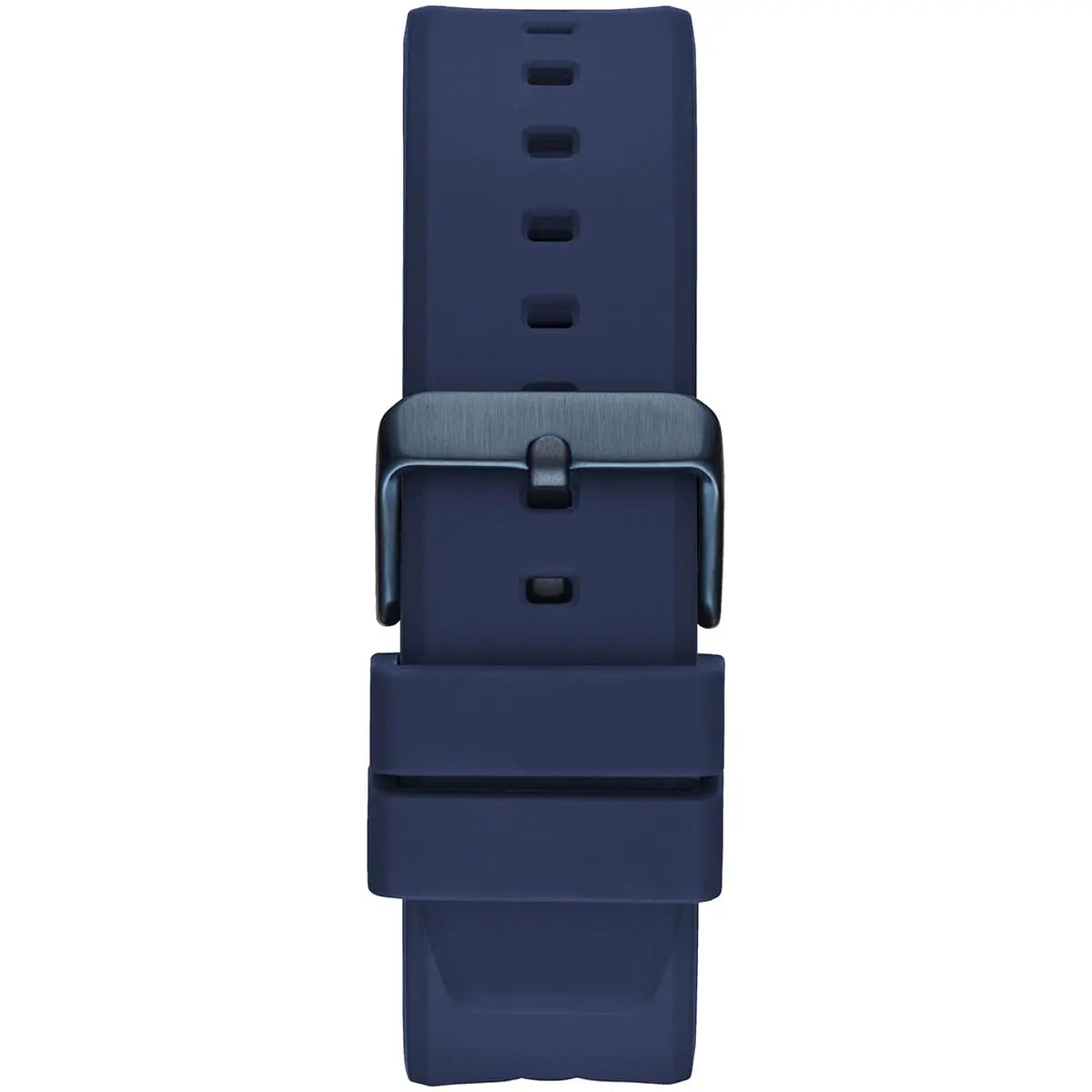 GUESS GW0579G3 blue rubber strap with deployment clasp detail