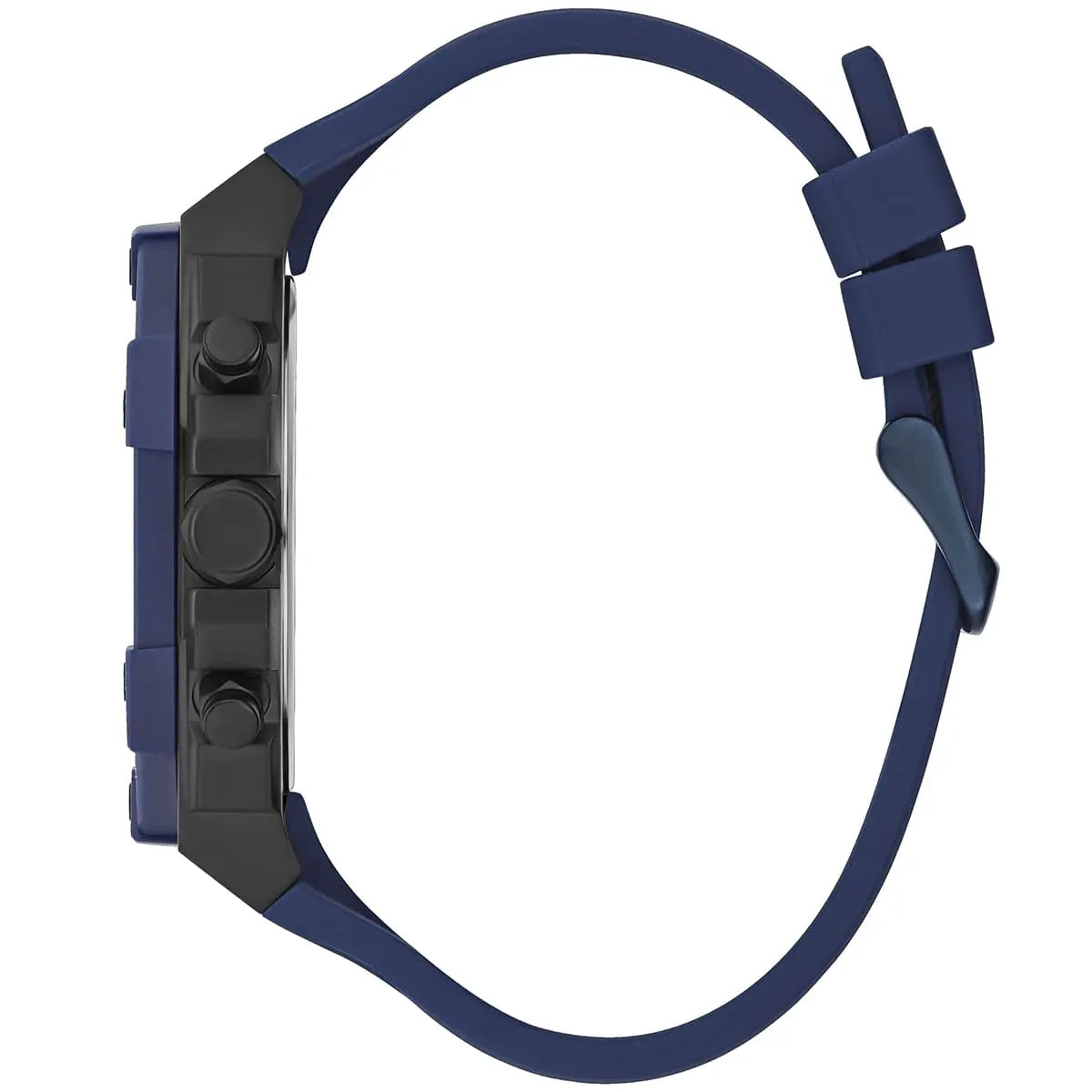 GUESS GW0579G3 blue rubber strap with buckle and chronograph pushers
