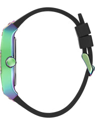 Guess GW0595G3 black rubber strap with mint green hardware and buckle detail