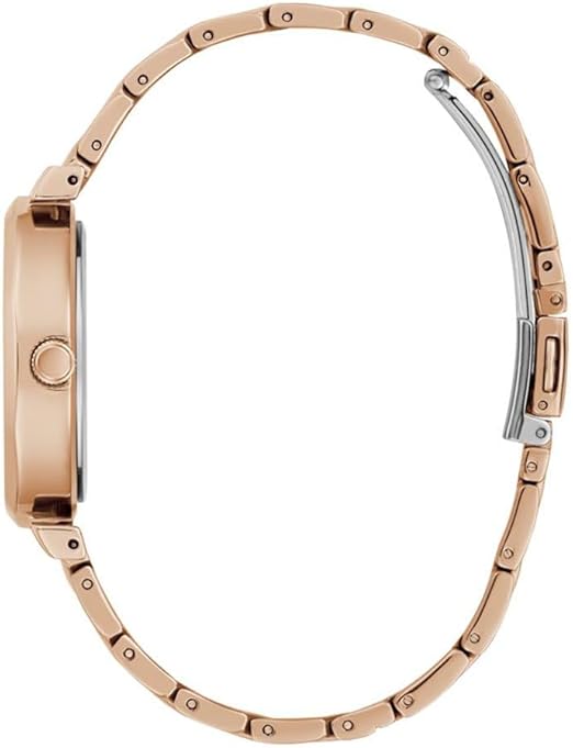 GUESS GW0613L3 rose gold watch side view showing case profile and bracelet links