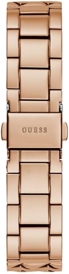 GUESS rose gold quilted metal bracelet with link closure and GUESS branding detail