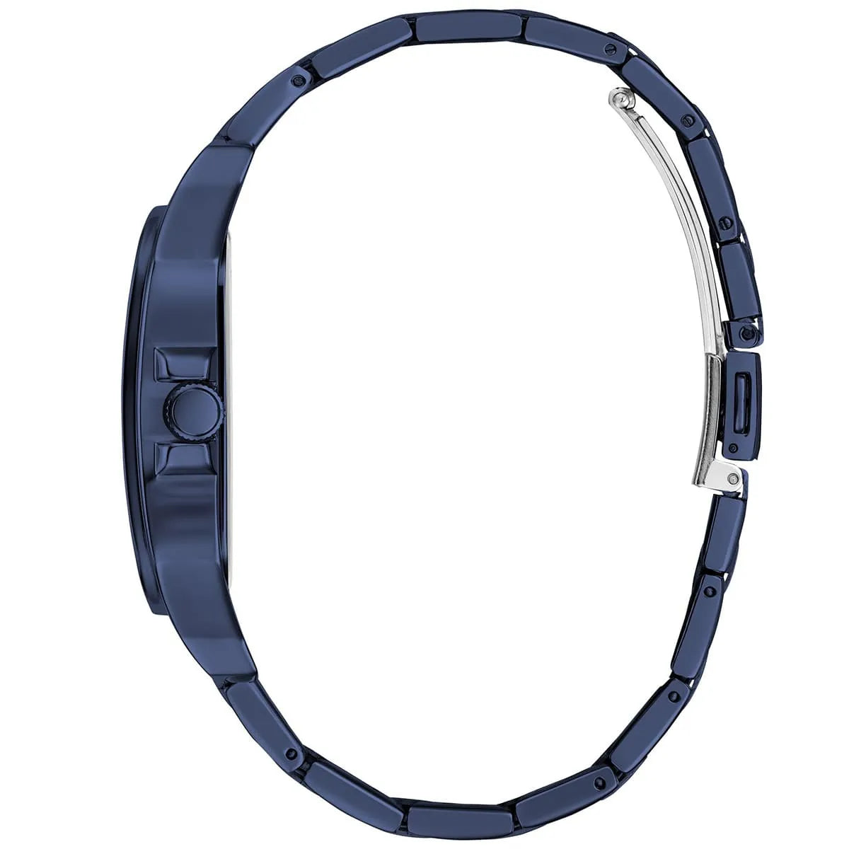 Guess GW0631G3 blue stainless steel bracelet with link details and safety clasp