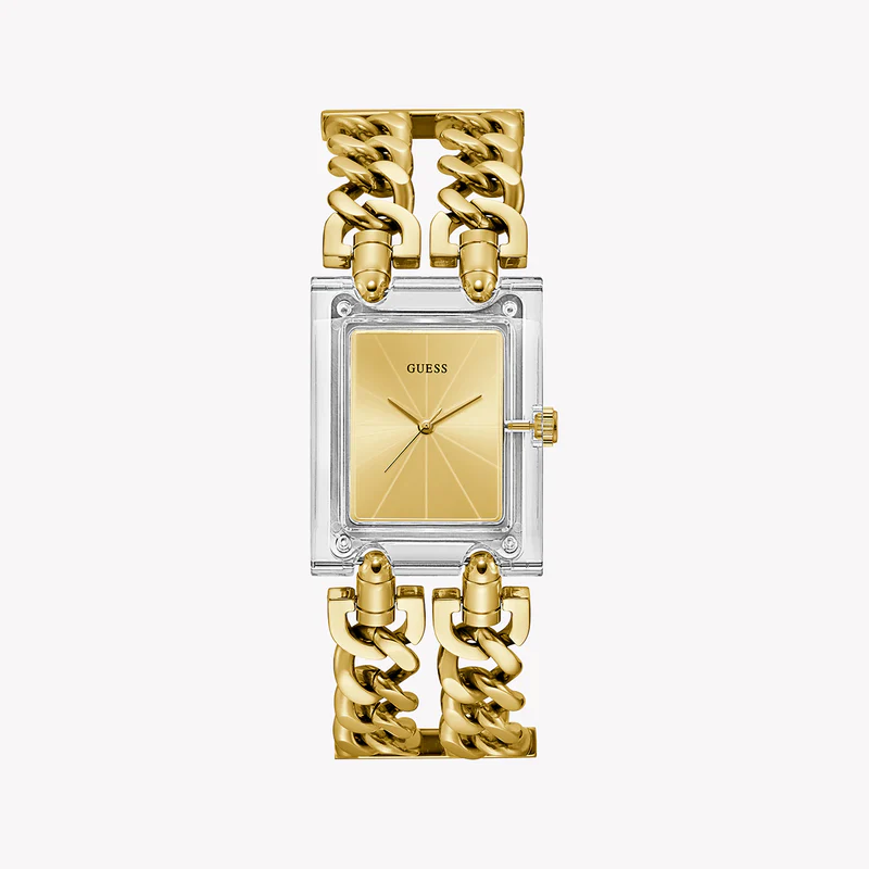 Guess GW0669L1 gold stainless steel women's watch with champagne dial and chain-link bracelet