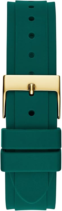 Green silicon watch strap with gold-tone buckle clasp