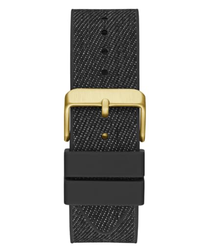 Guess GW0786G1 black silicone strap with gold buckle and keeper loop