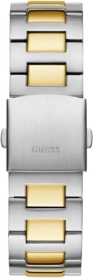 GUESS 2-tone bracelet with alternating silver and gold links, clasp detail