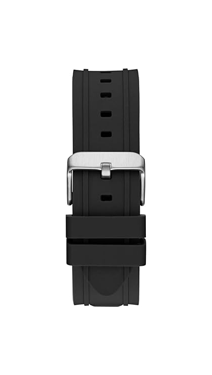GUESS GW0799G3 black rubber strap with chrome buckle detail