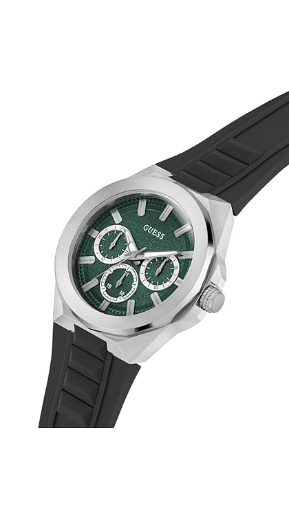 GUESS GW0799G3 men's chronograph watch with green dial and black strap