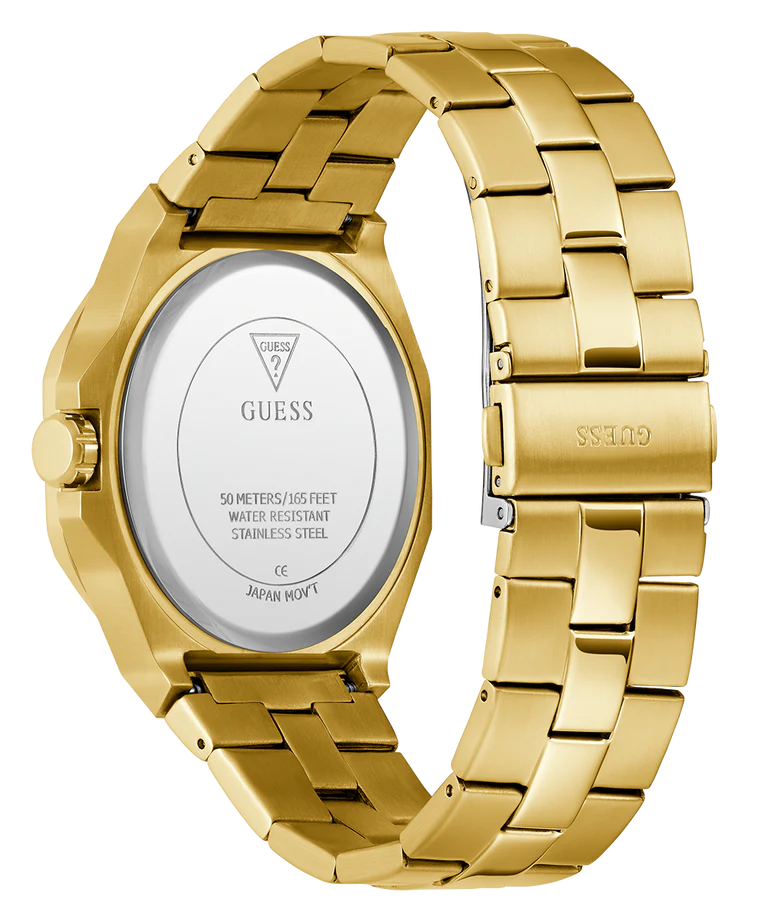 GUESS GW0849G2 case back showing stainless steel and water resistance
