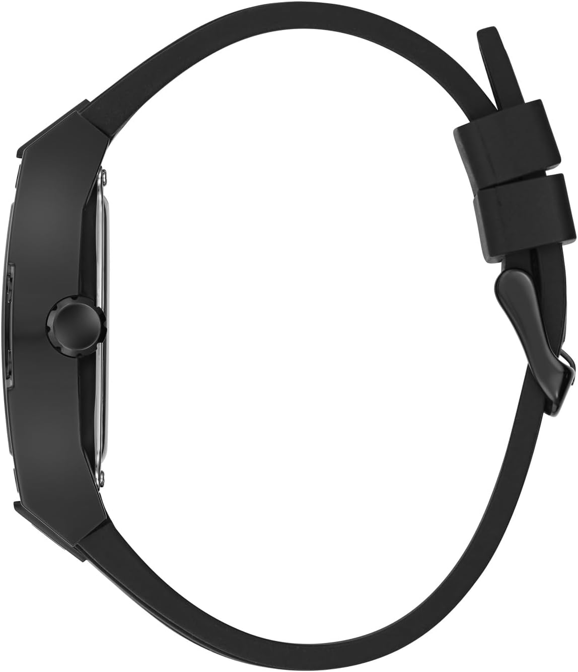 GUESS GW0857G1 watch side profile showing black silicone strap