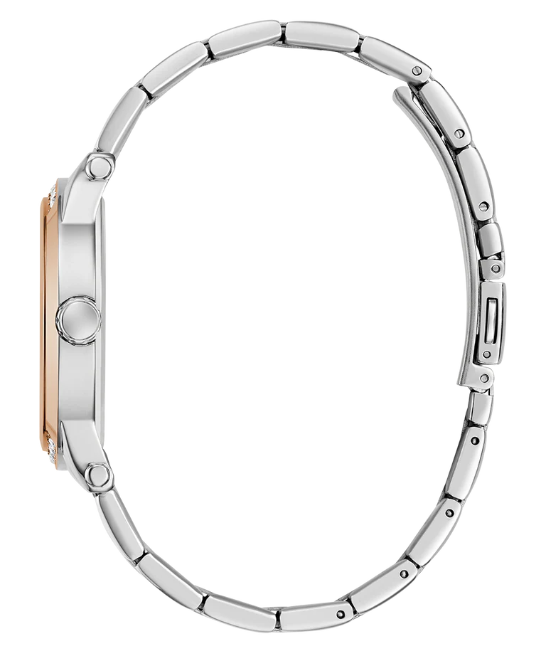 GUESS GW0861L5 2-tone stainless steel bracelet showing alternating rose gold and silver links
