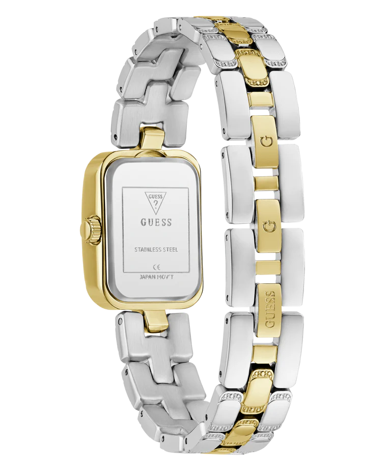 GUESS GW0865L6 watch caseback showing stainless steel and manufacturer details