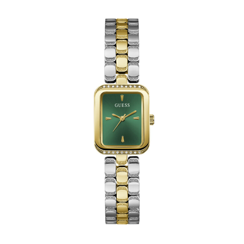 GUESS GW0865L6 2-tone gold and silver ladies watch with green rectangular dial