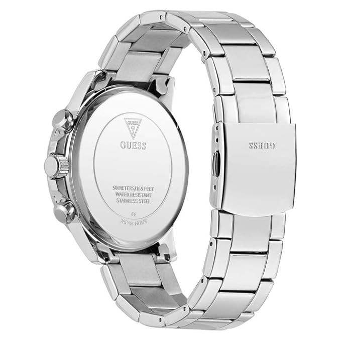 GUESS GW0900G4 watch caseback showing stainless steel construction and engraved details
