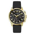 Guess gold-tone and black silicone chronograph watch with Roman numeral dial