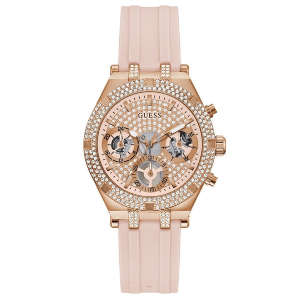 Guess Heiress Rose Gold Silicone Strap Women’s Watch GW0407L3 - Watch