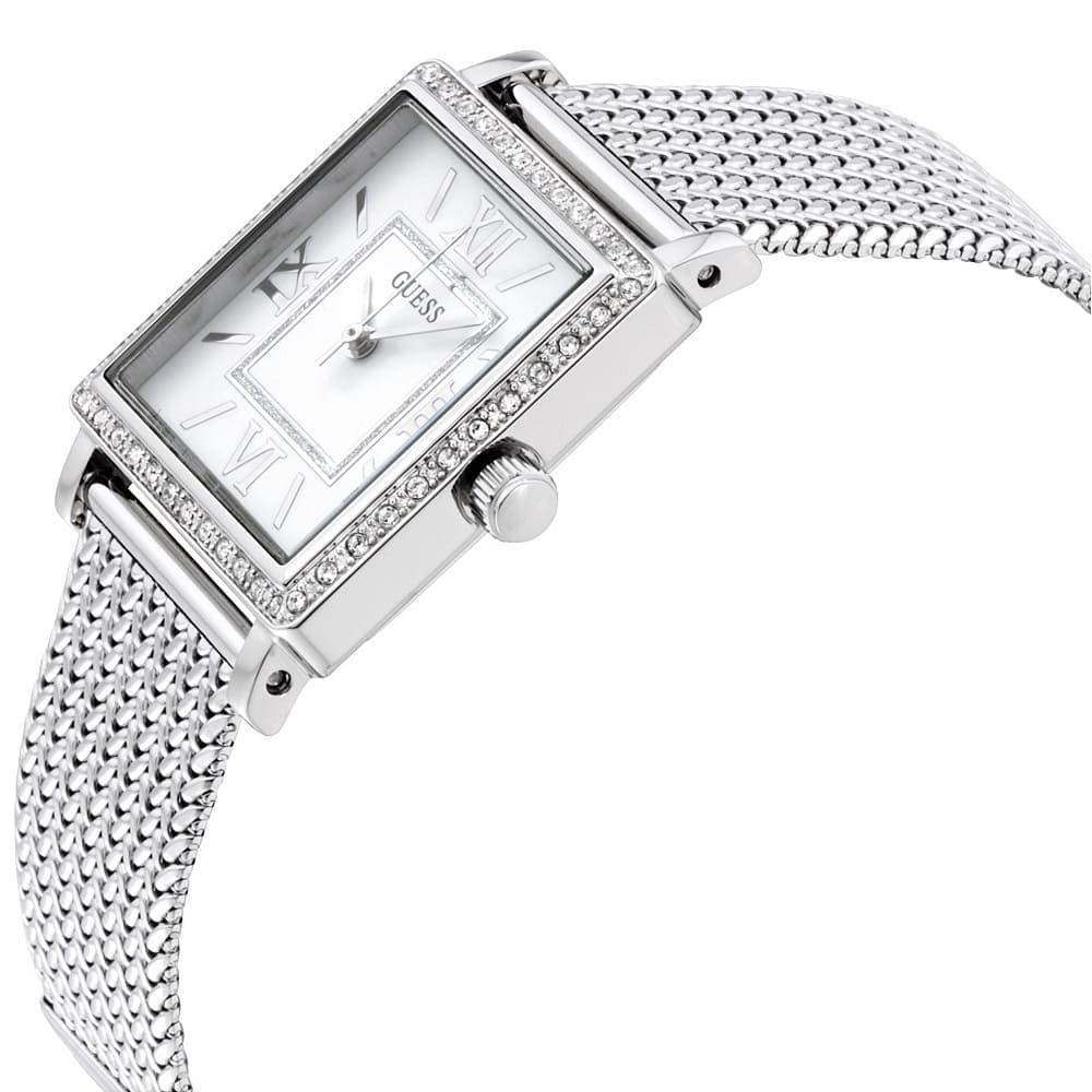 Guess Highline watch side profile displaying square case depth and mesh band