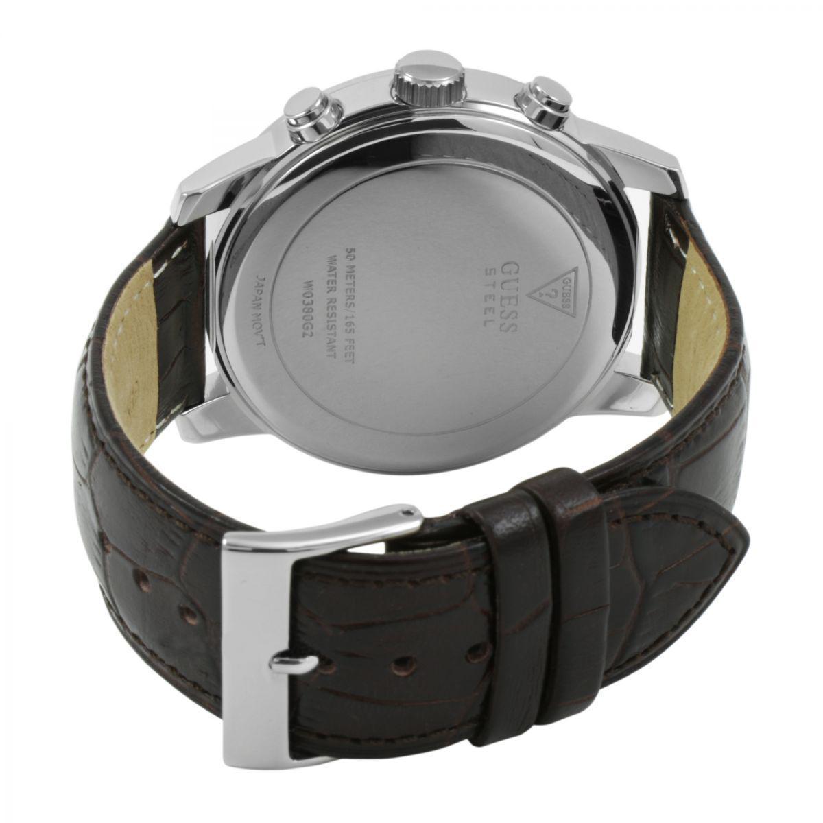 Guess Horizon Cream Dial Leather Strap Men’s Watch W0380G2 - Watch
