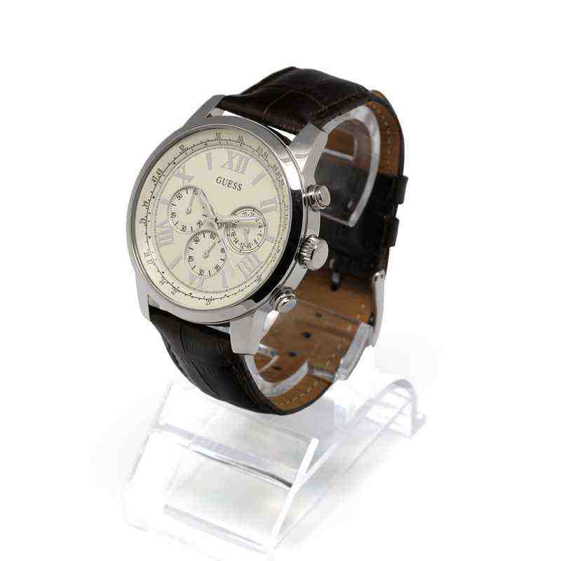 Guess Horizon Cream Dial Leather Strap Men’s Watch W0380G2 - Watch