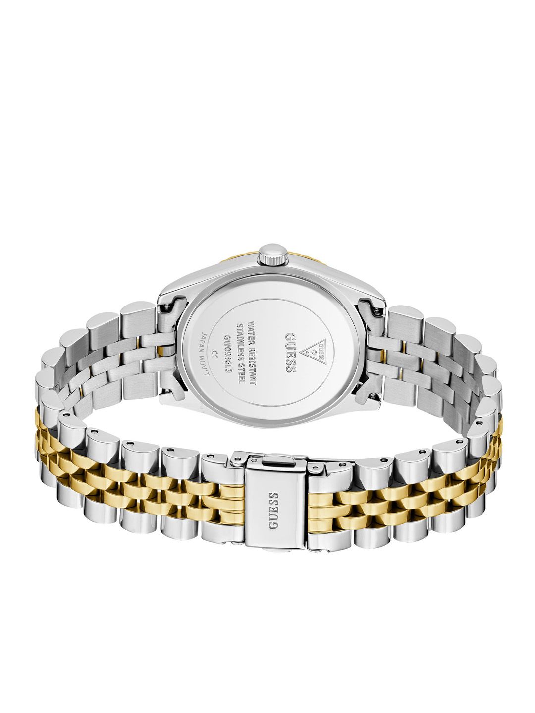 GUESS Jada watch caseback displaying stainless steel construction and engraved details