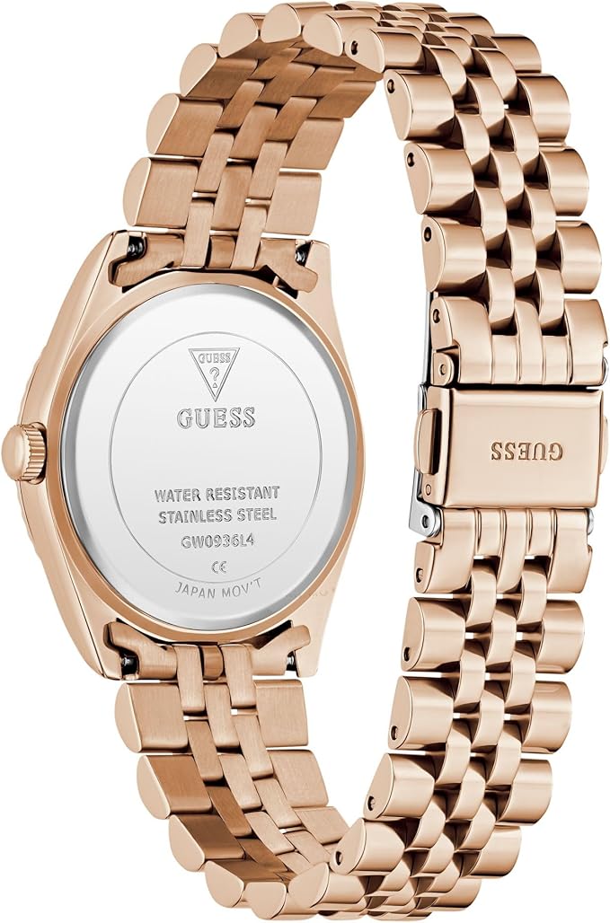 GUESS Jada watch caseback showing stainless steel water resistant case details