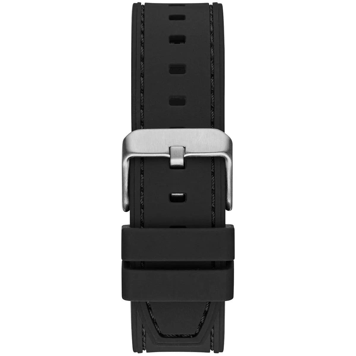 Guess Legacy black rubber strap with silver buckle and vented design