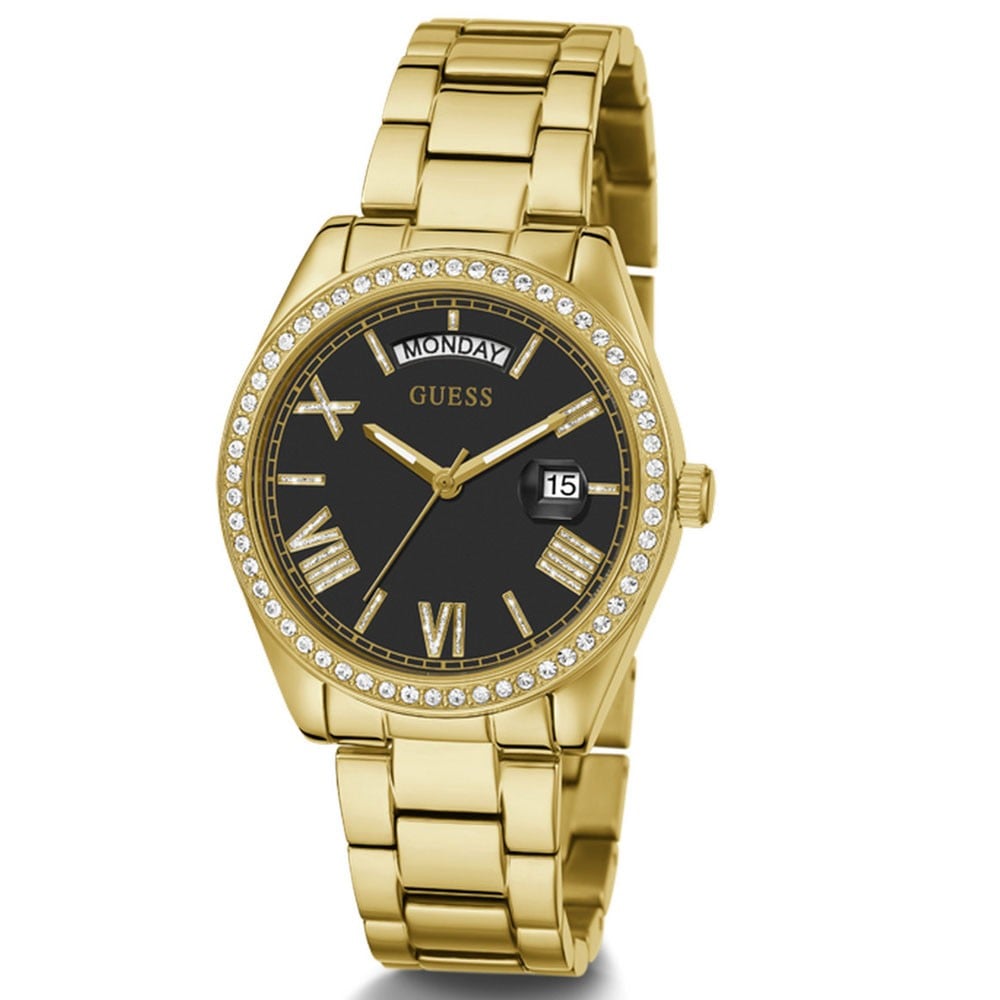 Guess Luna Gold Tone Black Dial Women’s Watch GW0307L2 - Watch
