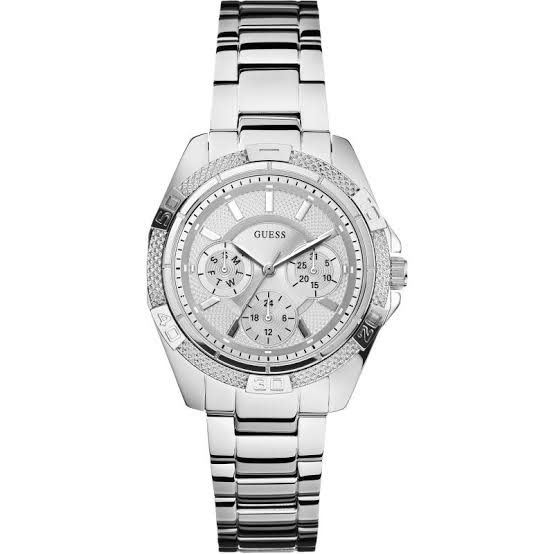 Guess Mini Phantom silver-tone ladies watch with crystal bezel and multi-dial chronograph face