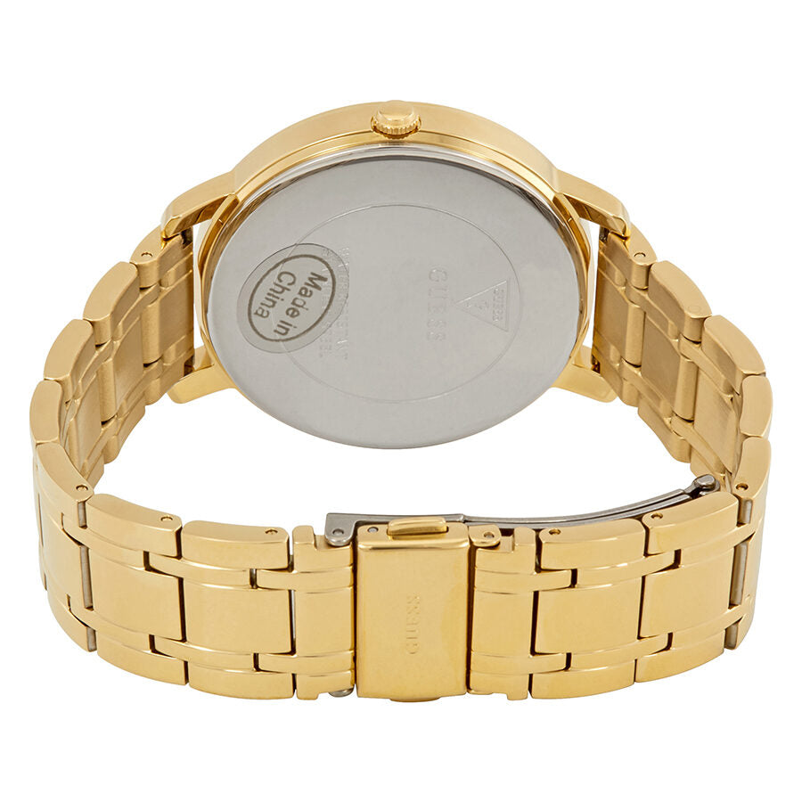 Guess Montauk watch caseback showing silver stainless steel back plate
