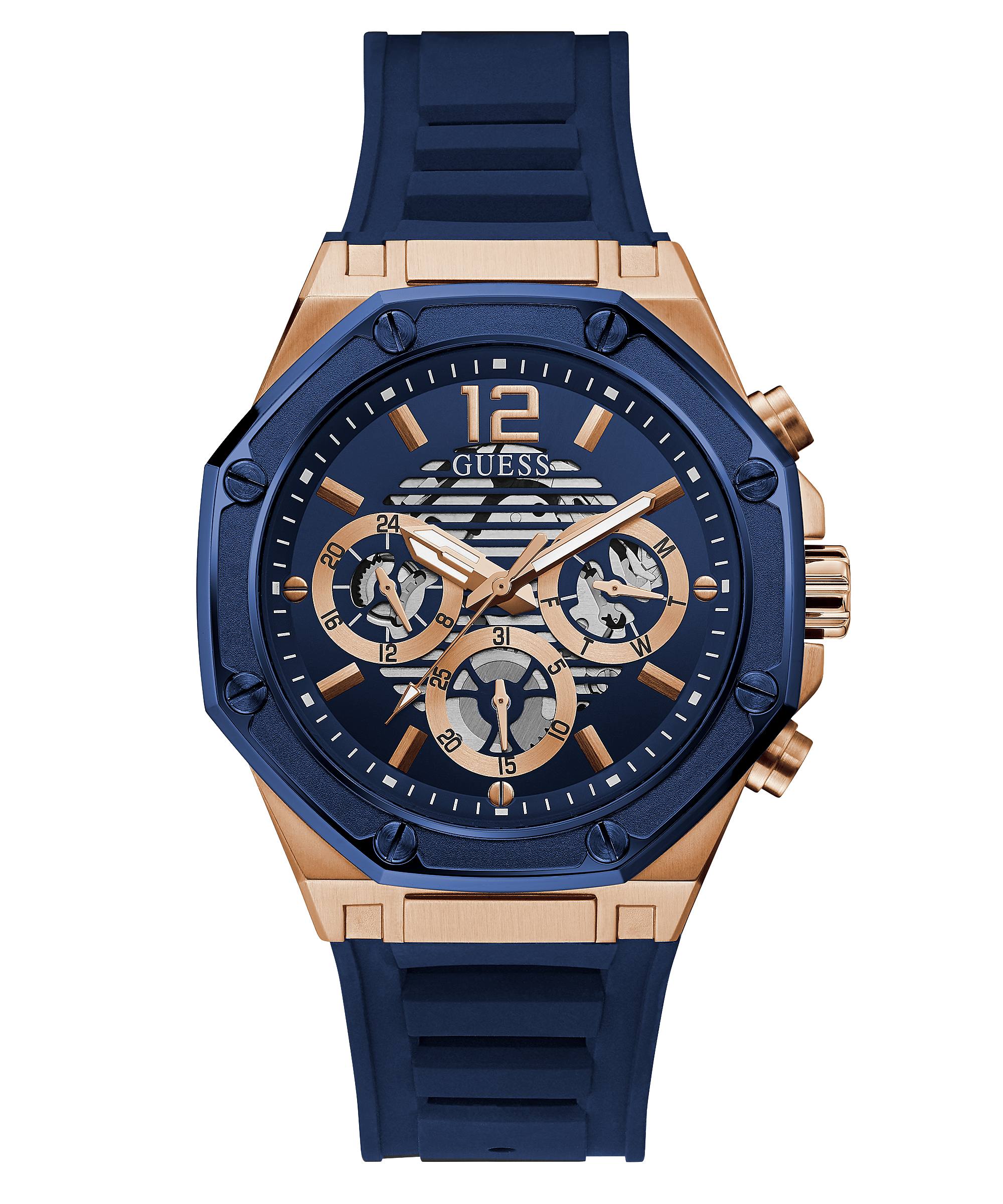 Guess Multi-function Blue Silicone Strap Men’s Watch GW0263G2 - Watch