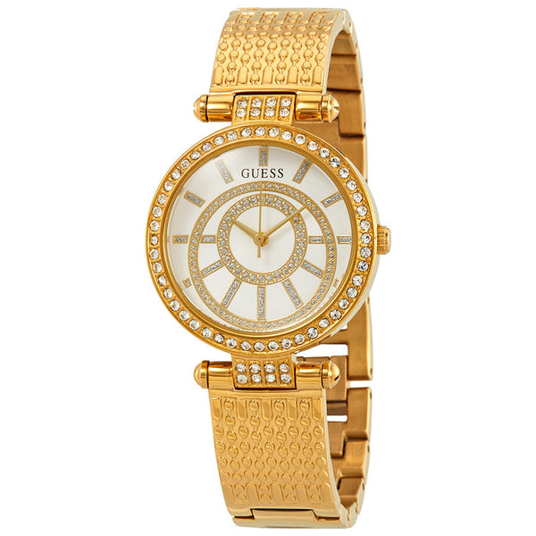 Guess Muse Crystal Silver Dial Ladies Gold-tone Watch W1008L2 - BigDaddy Watches