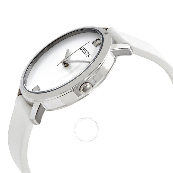 Guess Nova Quartz Silver Dial White Rubber Ladies Watch W1210L1 - The Watches Men & Co #2