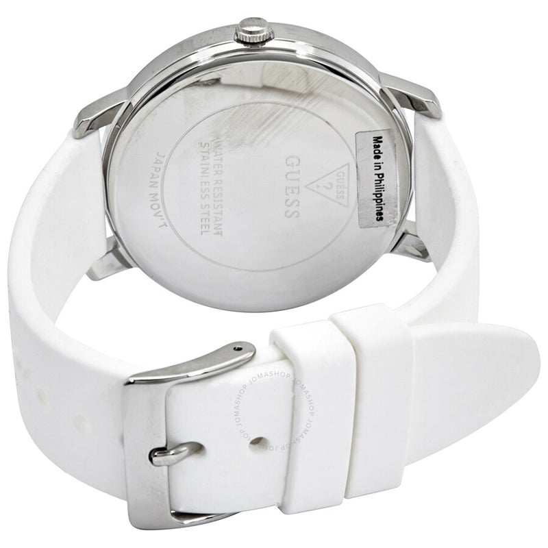 Guess Nova Quartz Silver Dial White Rubber Ladies Watch W1210L1 - The Watches Men & Co #3