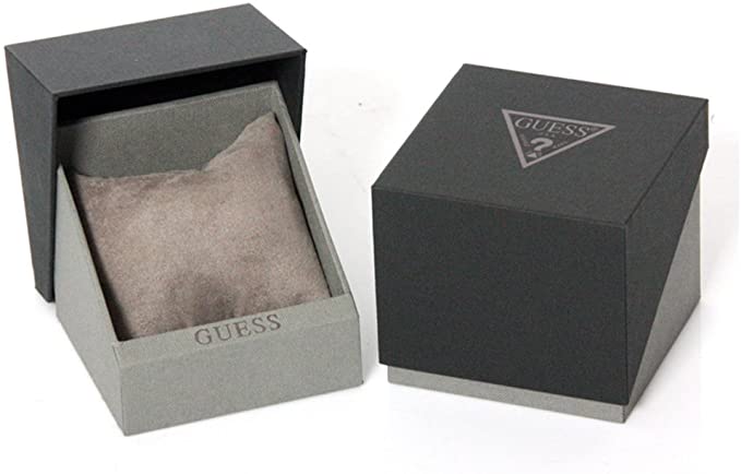 Guess Oasis watch packaging with gray box, black lid, and tissue paper