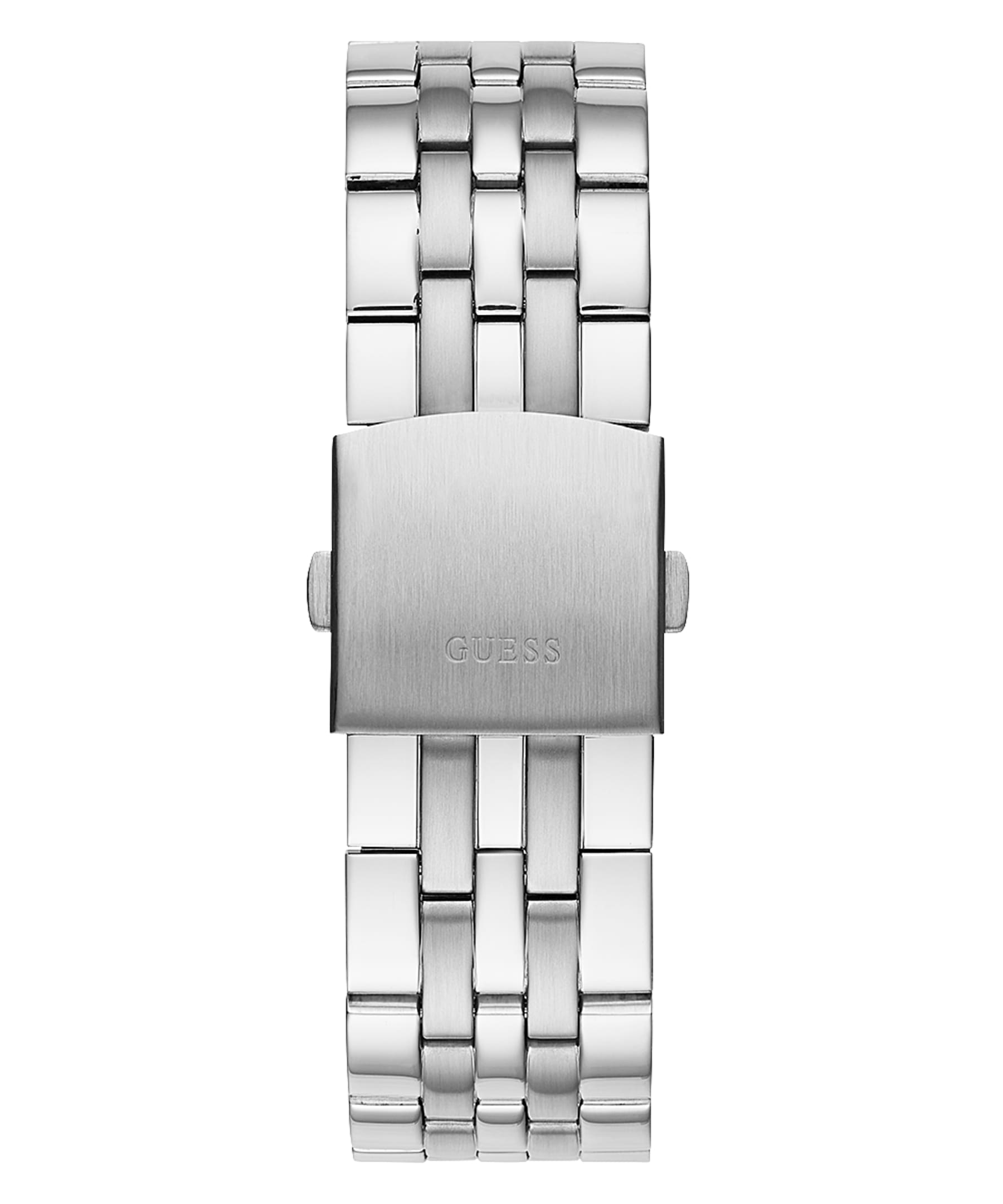 Guess Odyssey stainless steel three-link bracelet with folding clasp and GUESS branding