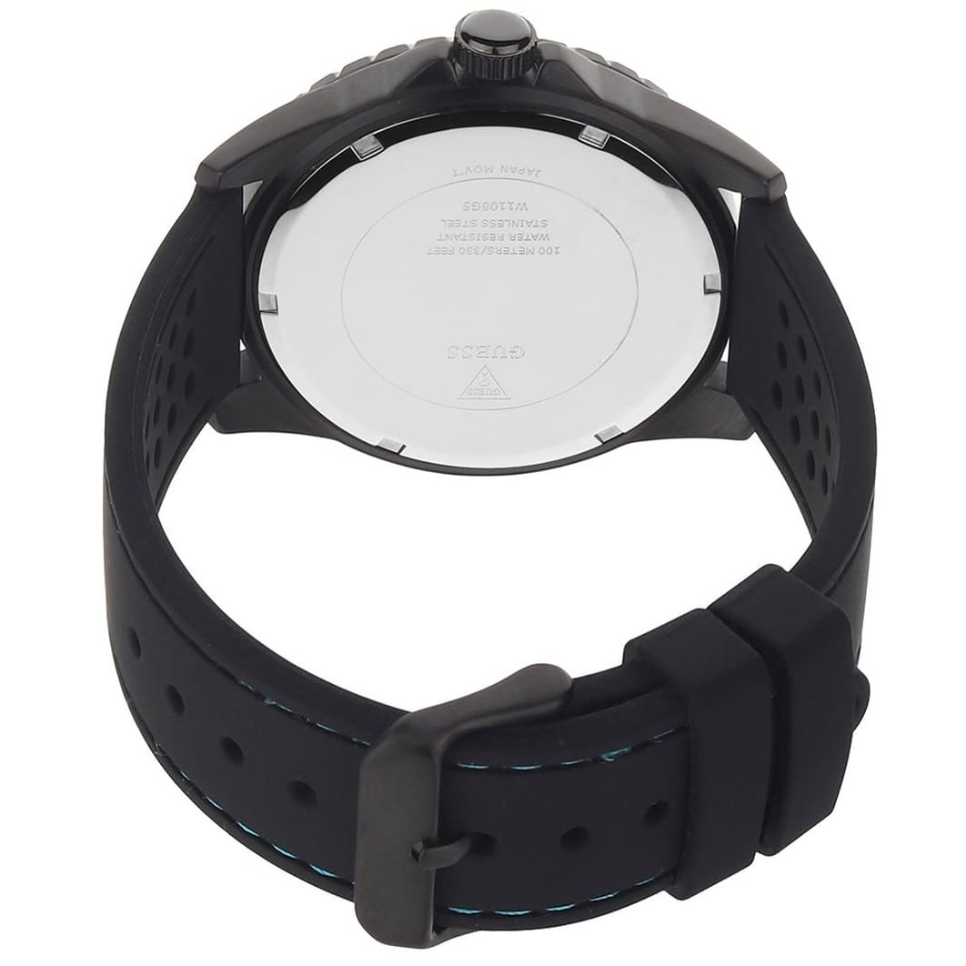 Guess Odyssey watch caseback showing stainless steel case back with engraved text