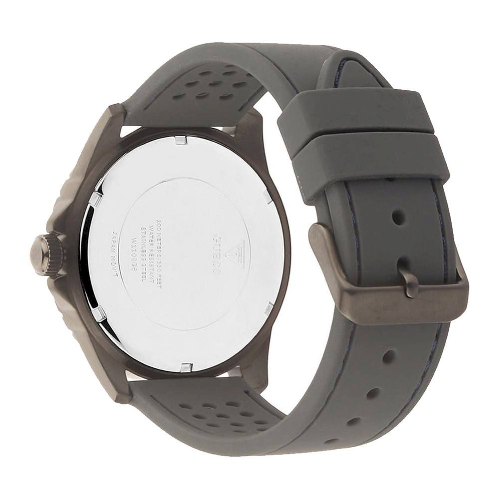 Guess Odyssey watch caseback and silicon strap with push button deployment clasp