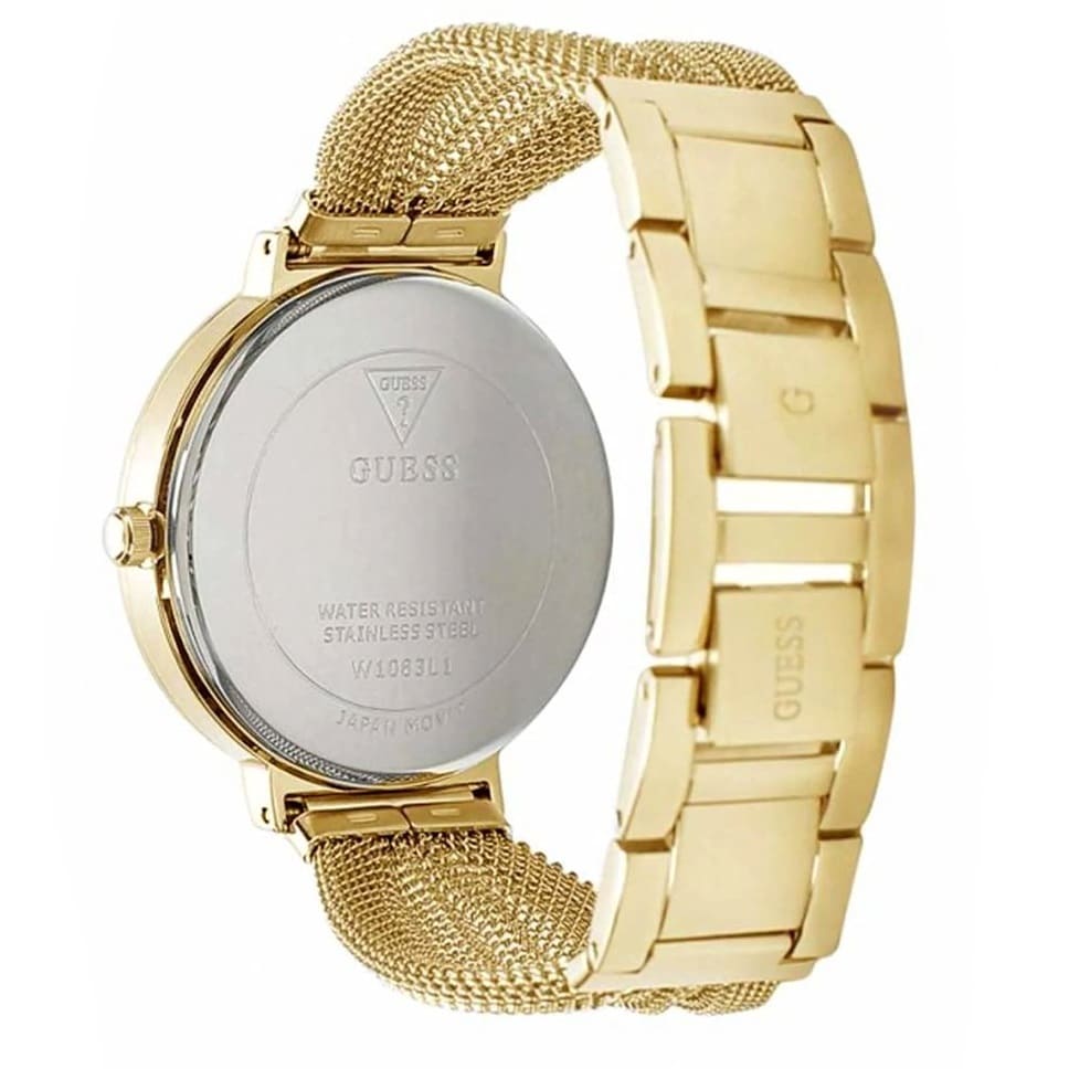 Guess Originals W1083L2 caseback detail with mesh and link strap attachment