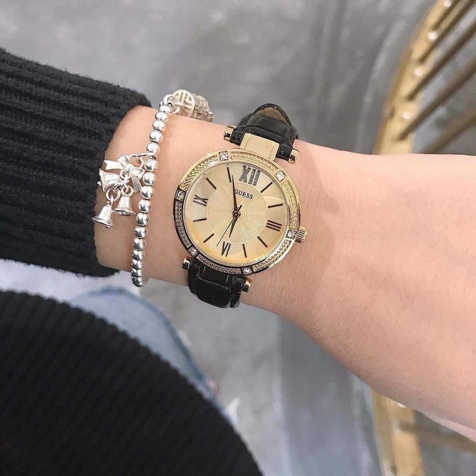 Guess Park Ave South Crystal Gold Dial Ladies Watch W0838L1 - Watch