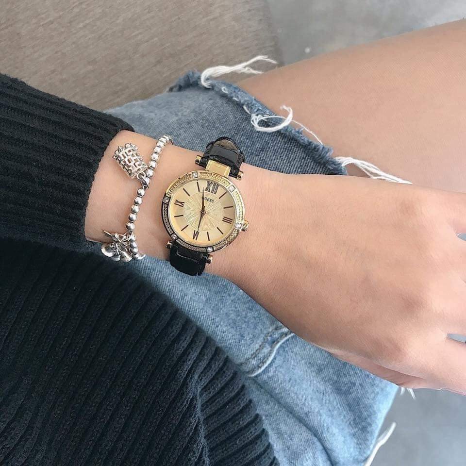 Guess Park Ave South Crystal Gold Dial Ladies Watch W0838L1 - Watch
