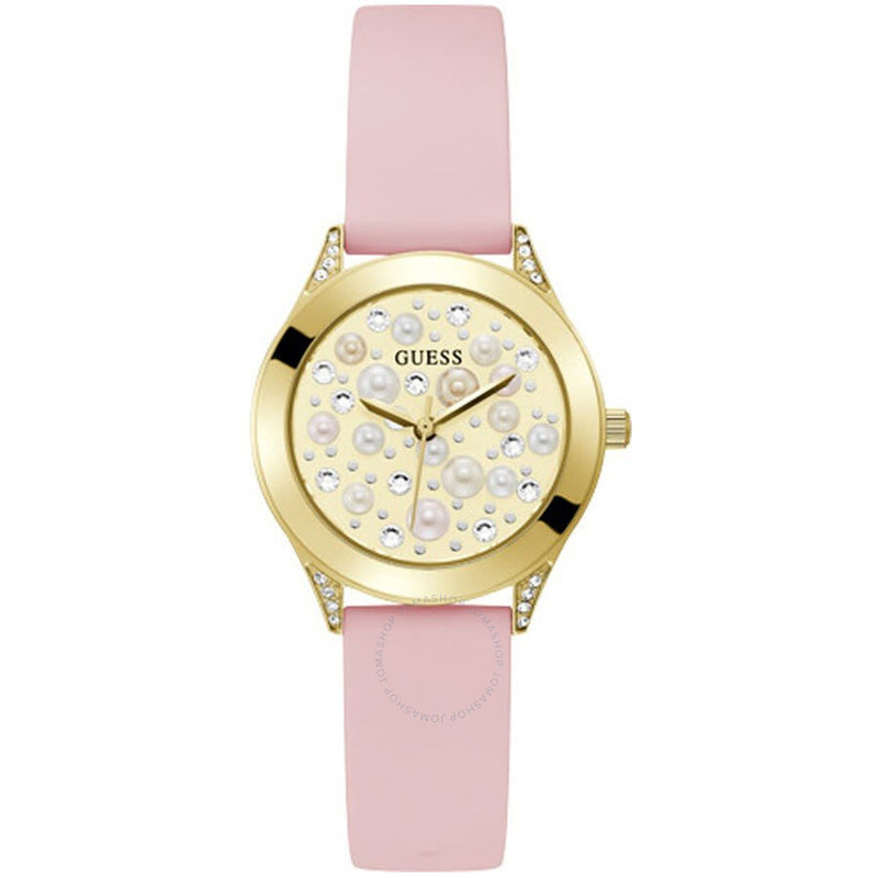 Guess Pearl Quartz Champagne Dial Ladies Watch GW0381L2 - The Watches Men & Co