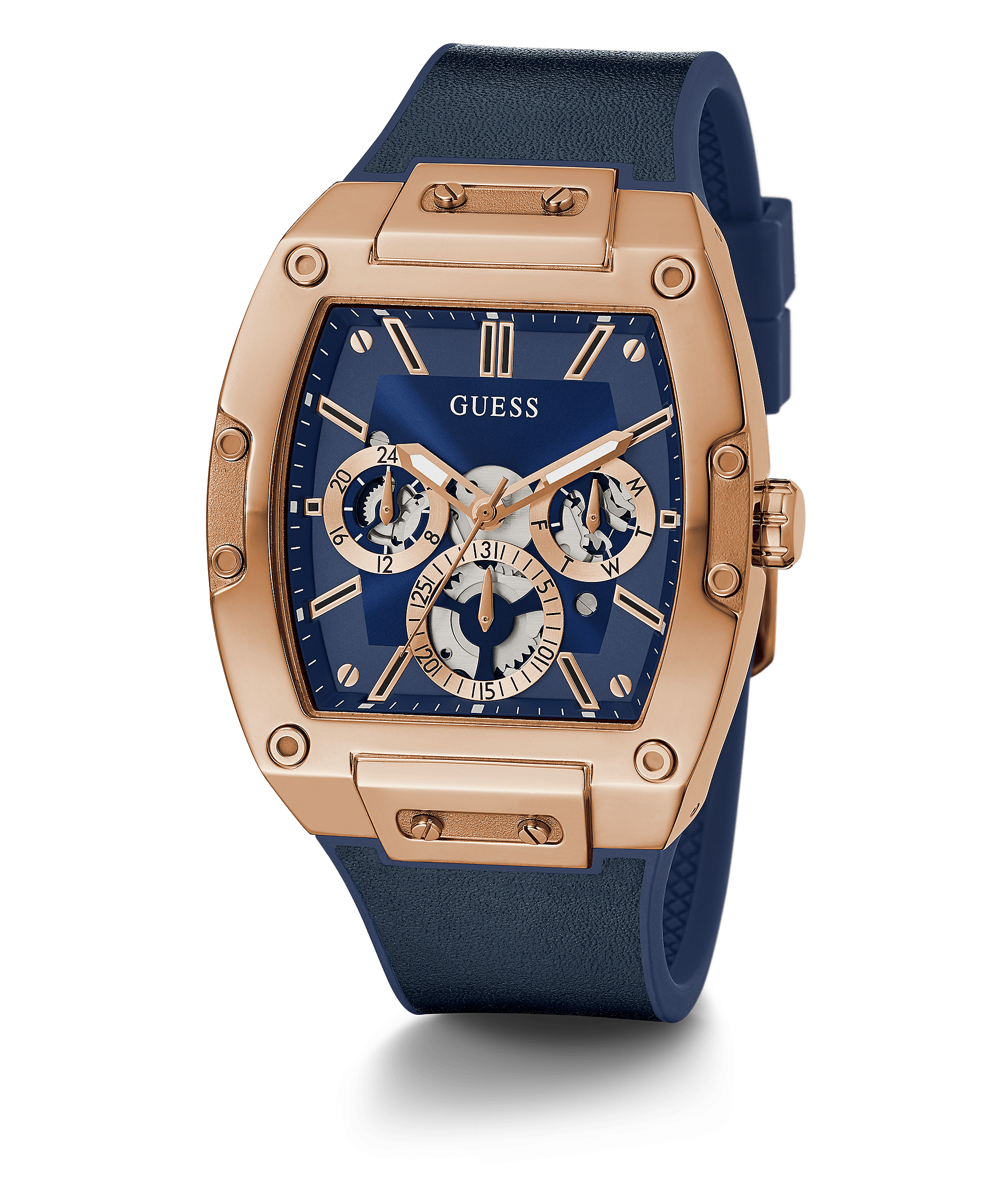 Guess Phoenix Brown Case Silicone Strap Men’s Watch GW0202G4 - Watch