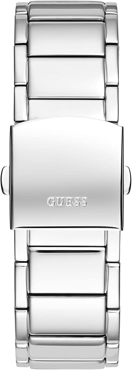 Guess Phoenix silver steel metal link bracelet strap detail with engraved brand name