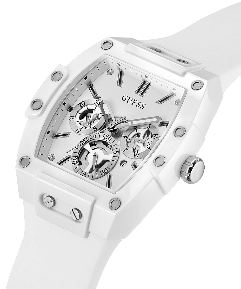 Guess Phoenix White Silicone Strap Men’s Watch GW0203G2 - Watch