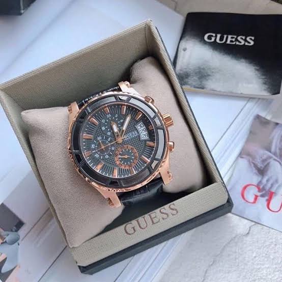 Guess Pinnacle Chronograph watch in original box with Guess branding and booklet