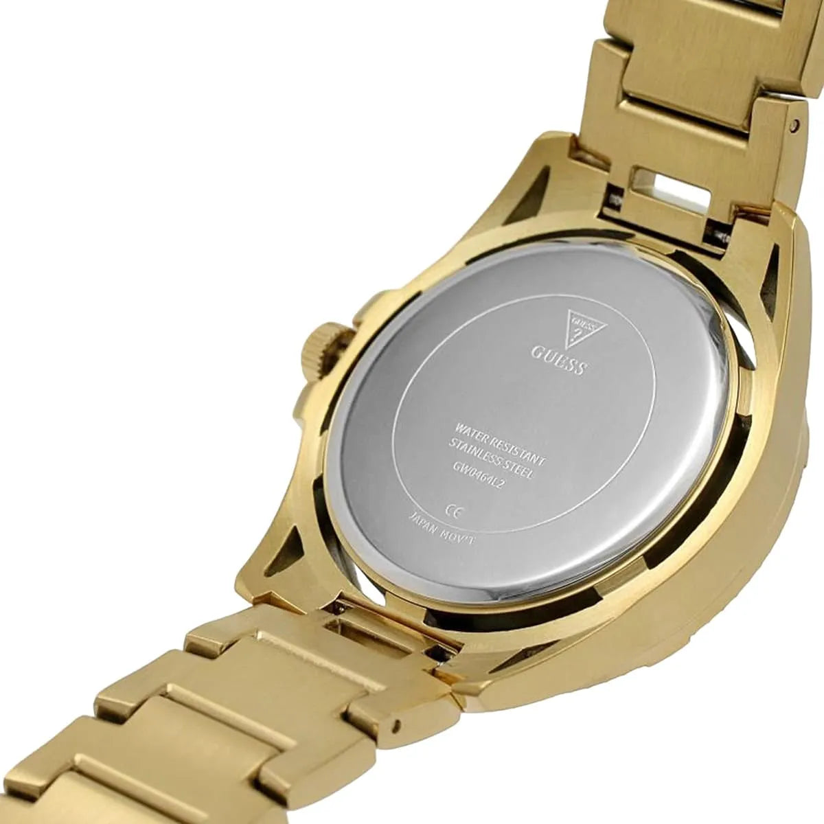 Guess Queen women's watch back showing engraved logo and specifications