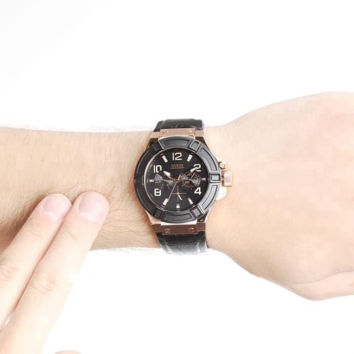 Guess Rigor watch worn on wrist with chronograph subdials visible