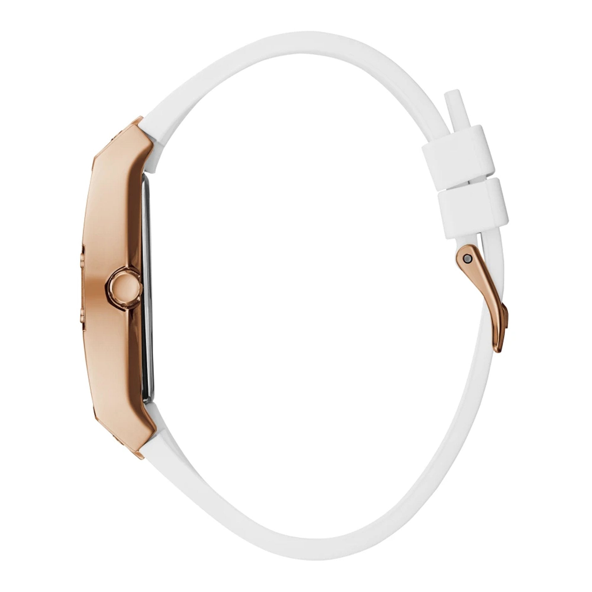 Guess Rose Gold Case White Silicone Women’s Watch GW0105L3 - Watch