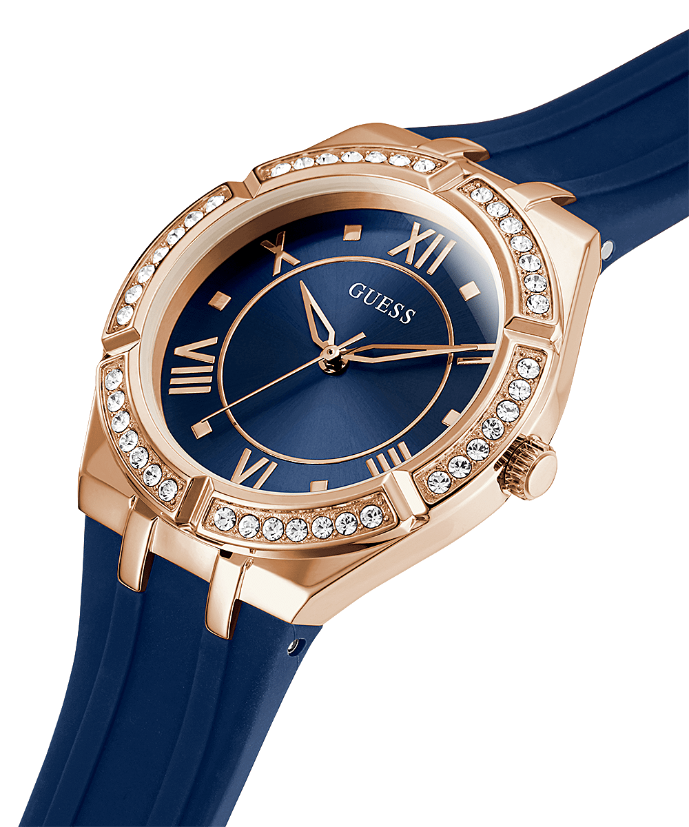 Guess Rose Gold Cosmo Blue Strap Women’s Watch GW0034L4 - Watch